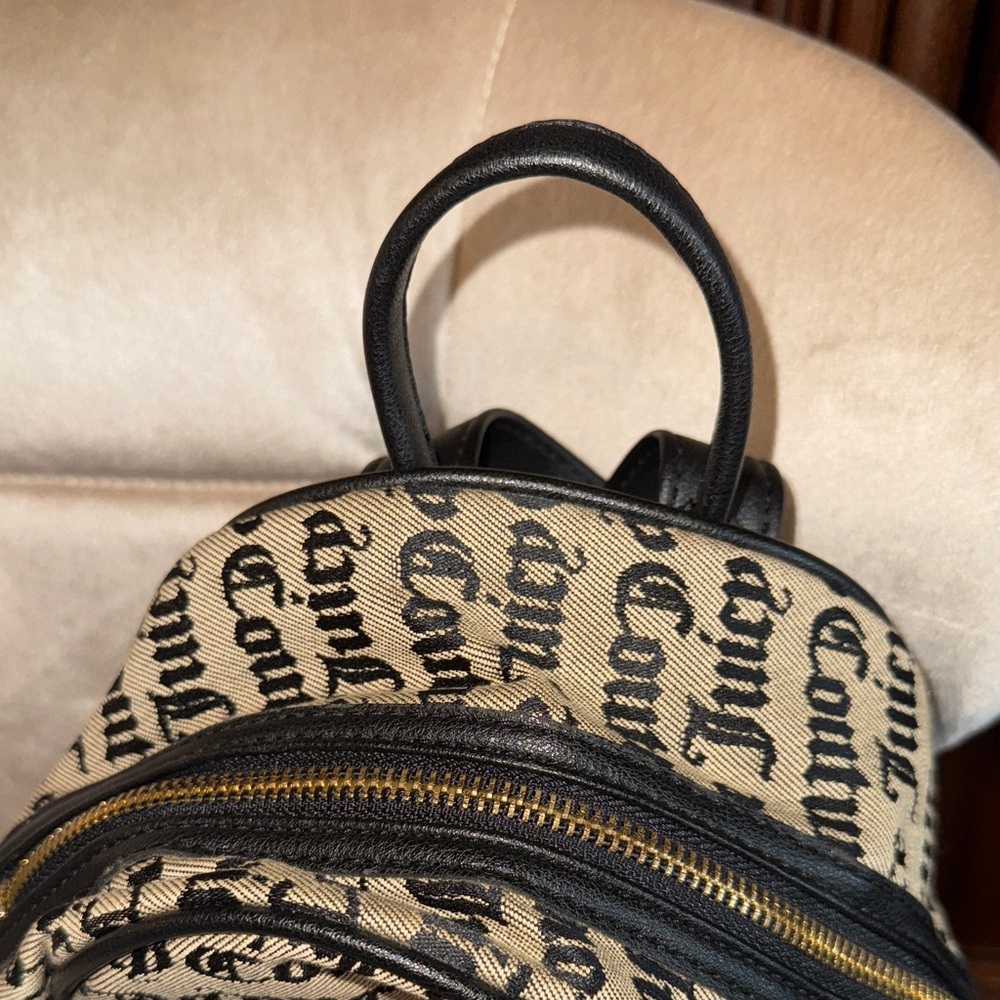Juicy Couture Logo Print Backpack in Black and Cream - Picture 7 of 14
